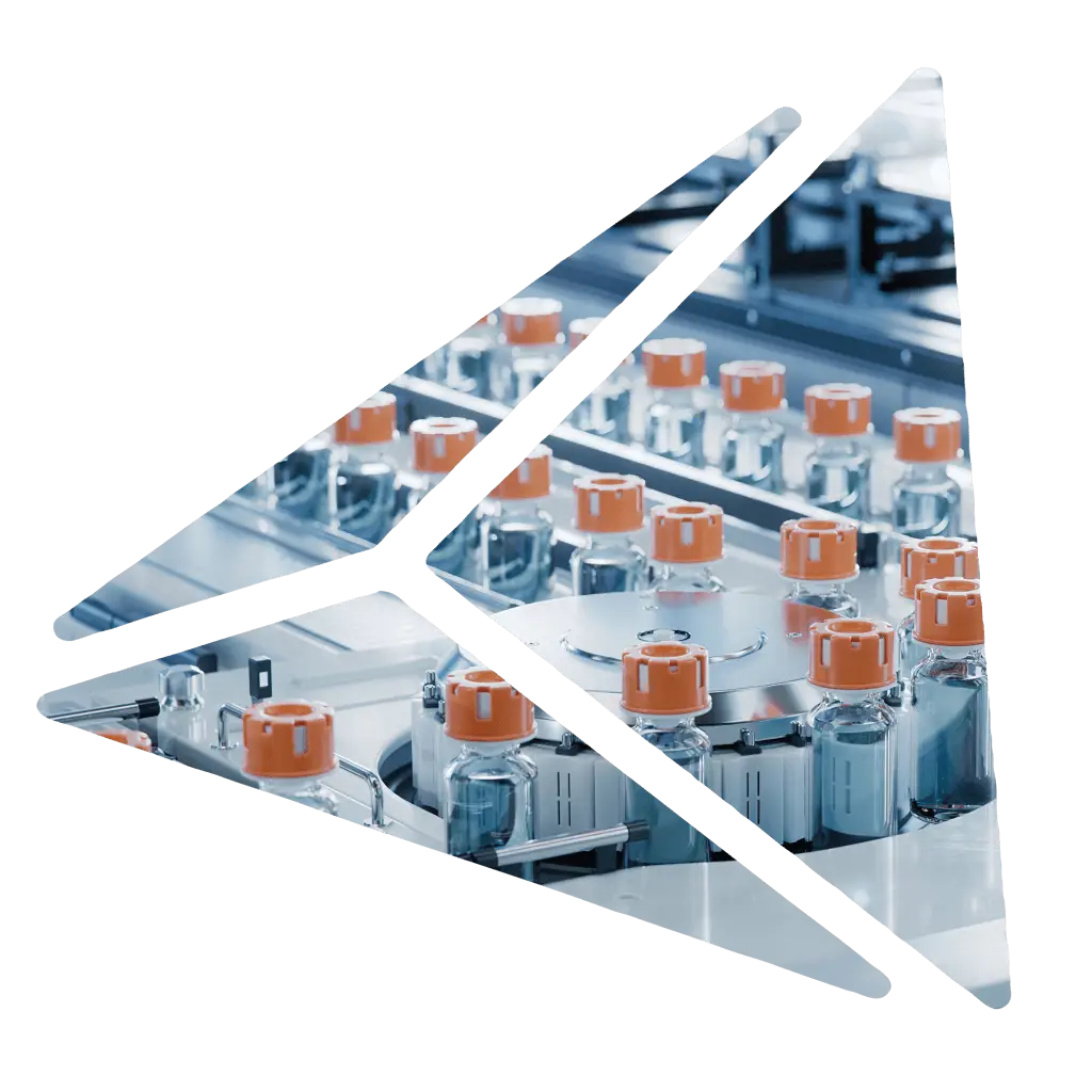 Vaccine vials on a production line. Analytical Sciences, Resolian